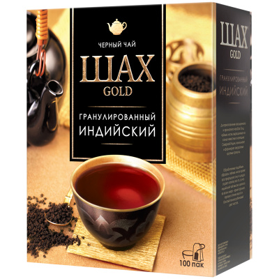 Чай крепкий черный, пакетированный, 100*2гр "Шах gold" Indian  09259