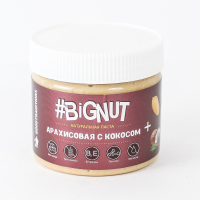 Арахисовая паста "Goodtraditions" #Bignut с кокосом, 1шт, 300гр 391001