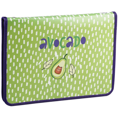 Папка для уроков труда А4 1 отделение, на молнии, цветная/с рисунком Феникс+ Happy avocado 42257