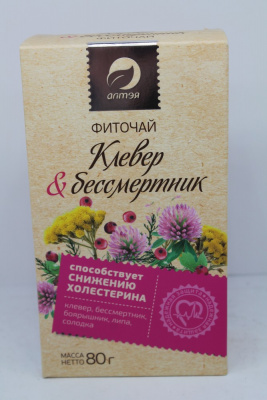 Чай травянной, листовой, 80гр "Алтэя" Клевер и бессмертник 53737