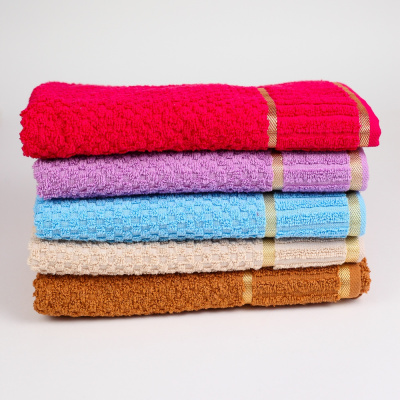Полотенце для лица, 50*90см, цвет ассорти вышивка золотом, 1шт "Cotton towel"  70782