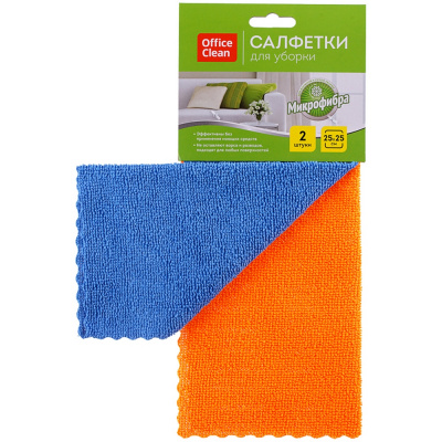 Салфетка для уборки "Office Clean" БС 25*25см микрофибра, 2шт 304814