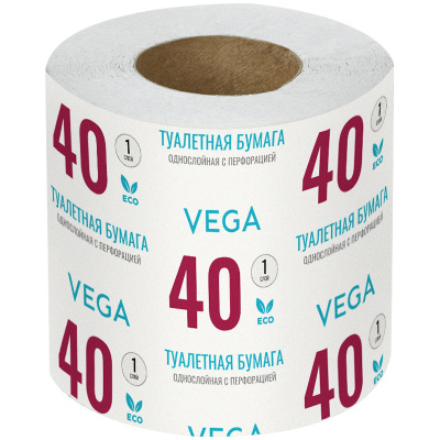 Туалетная бумага "Vega" 40 Eco, 1 слой, 1шт 339241