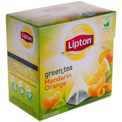Чай зеленый, пакетированный, 20*1,8гр "Lipton" Mandarin orange 27955