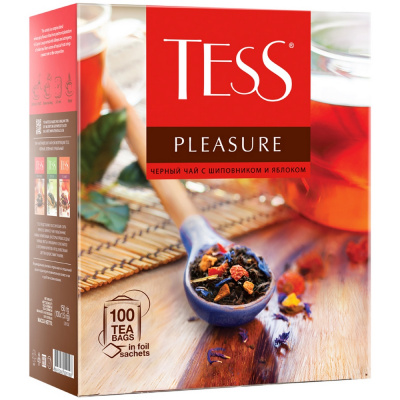 Чай крепкий черный, пакетированный, 100*1,5гр "Tess" Шиповник, яблокои 09198