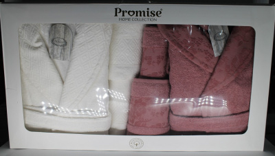 Набор 2 халата + 2 полотенце, S-XL, цвет ассорти, 4шт "Promise" БС 43621