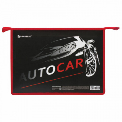 Папка для уроков труда А4 2 отделения, на молнии, цветная/с рисунком "Brauberg" Autocar 270155