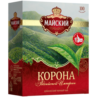 Чай крепкий черный, пакетированный, 100*2гр "Майский" Корона Российской Империи 50270