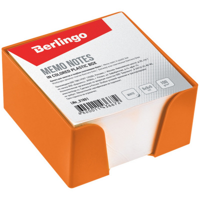 Бумага для заметок 9*9*5см, белая, пластиковый бокс "Berlingo" БС LNn_01804