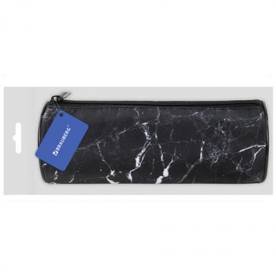 Пенал мягкий футляр корпусный двойной, черный/ с рисунком "Brauberg" Black marble 271569