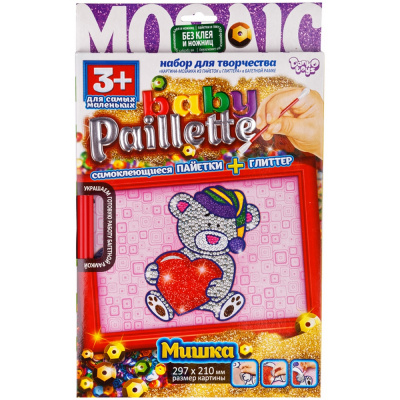 Аппликация  пайетки+блески 27*20см "Danko toys" Baby paillette. Мишкам PG-01-01