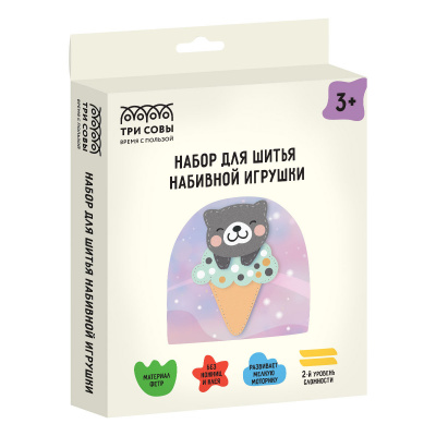 Набор для шитья игрушки текстиль "Три совы" Котик на морожинке ИФ_52422