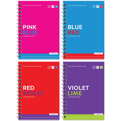 Записная книжка А6 96 листов на спирали, в клетку, картон Феникс+ Моноколор. Colorblock 3Кт6к96гр_27