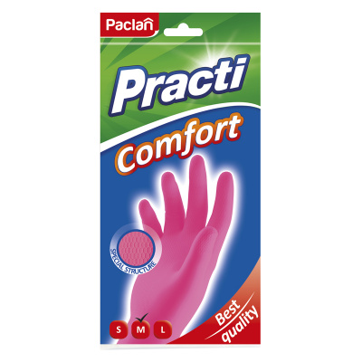 Перчатки для уборки "Paclan"  Comfort, M, резиновые, розовые 17704