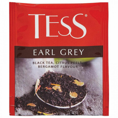 Чай черный, пакетированный, 100*1,8гр "Tess" Earl Grey с цедрой лимона 12518