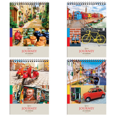 Блокнот А5, 80 листов, в клетку, на спирали Феникс+ Путешествия. Collage of travel Бт5к80гр_27955