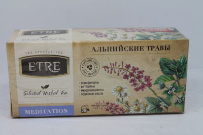 Чай травянной, пакетированный, 37.5гр "KDV" ETRE Selected Herbal Tea Альпийские травы 22436