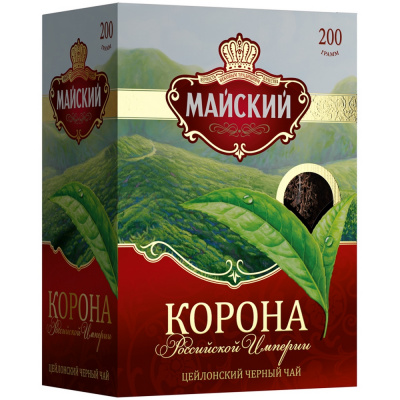 Чай крепкий черный, листовой, 200гр "Майский" Корона 50683