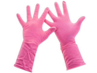 Перчатки для уборки "Paclan" Comfort, M, резиновые, розовые 84002