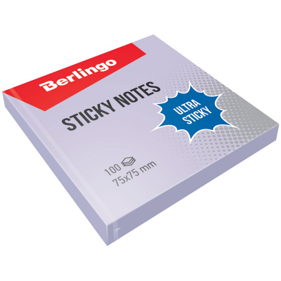 Бумага для заметок самоклеящаяся 75*75мм фиолетовая, 100 листов "Berlingo" Sticky notes pastel LSn_3